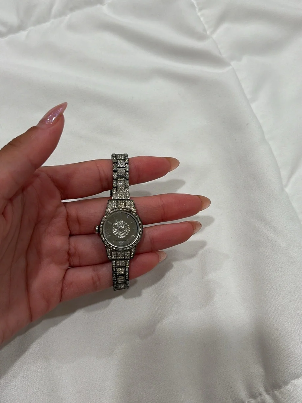 Jennifer Lopez Silver-Tone Crystal Bracelet Watch